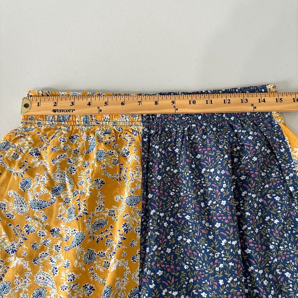 Natural Life Pull on Wide Leg Pants Size L Patchwork Floral Boho Cottagecore - Picture 5 of 8